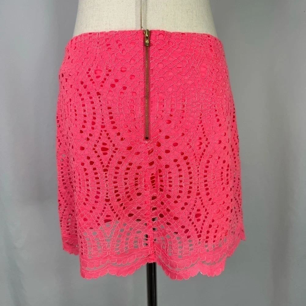 Lilly Pulitzer Lace Alice Skort hot pink mini skirt with attached satin shorts 4
